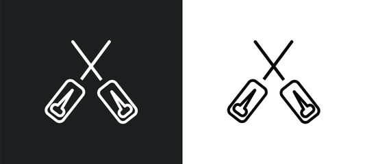 oars outline icon in white and black colors. oars flat vector icon from nautical collection for web, mobile apps and ui.