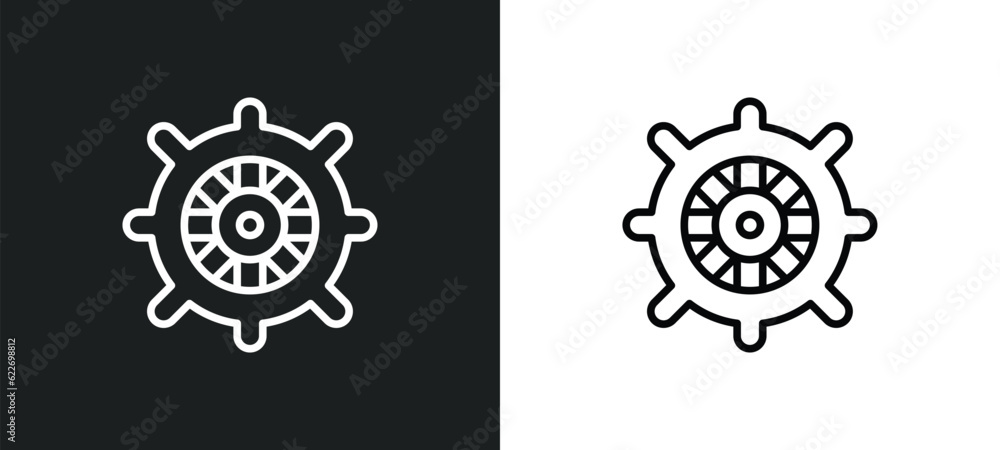 Poster helm outline icon in white and black colors. helm flat vector icon from nautical collection for web,