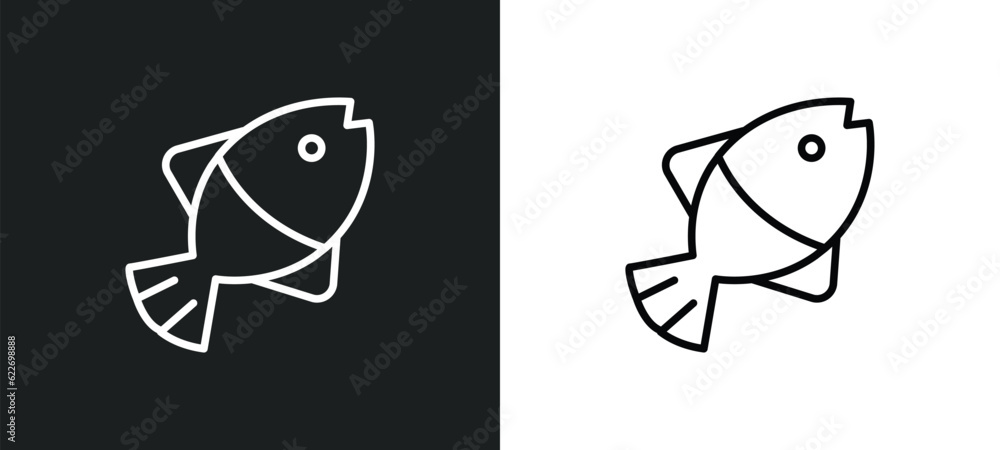 Poster fish outline icon in white and black colors. fish flat vector icon from nautical collection for web,