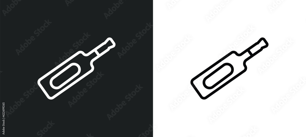 Poster message in a bottle outline icon in white and black colors. message in a bottle flat vector icon fro