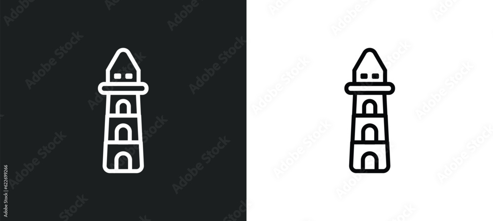 Poster lighthouse outline icon in white and black colors. lighthouse flat vector icon from nautical collect