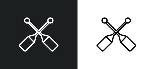 oars outline icon in white and black colors. oars flat vector icon from nautical collection for web, mobile apps and ui. - obrazy, fototapety, plakaty