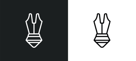 lady swimwear outline icon in white and black colors. lady swimwear flat vector icon from nautical collection for web, mobile apps and ui.