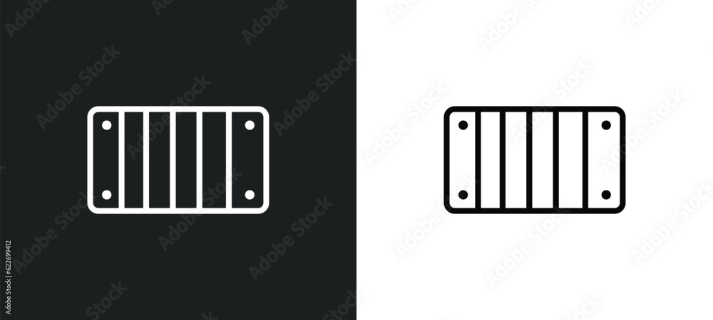 Poster big crate outline icon in white and black colors. big crate flat vector icon from nautical collectio