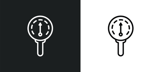 barometer outline icon in white and black colors. barometer flat vector icon from nautical collection for web, mobile apps and ui. - obrazy, fototapety, plakaty