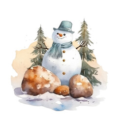 Summer Snowman Delight Watercolor Sublimation Christmas Celebration Embrace the Magic of a Unique Seasonal Twist