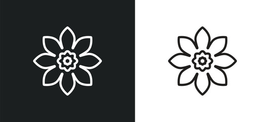 Fototapeta premium petunia outline icon in white and black colors. petunia flat vector icon from nature collection for web, mobile apps and ui.