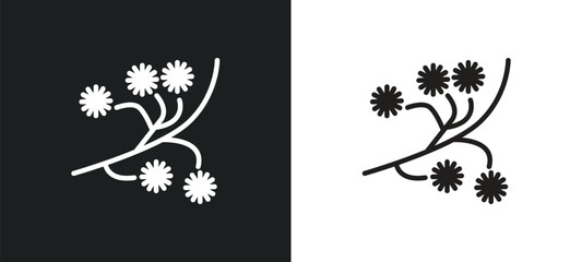 mimosa outline icon in white and black colors. mimosa flat vector icon from nature collection for web, mobile apps and ui.