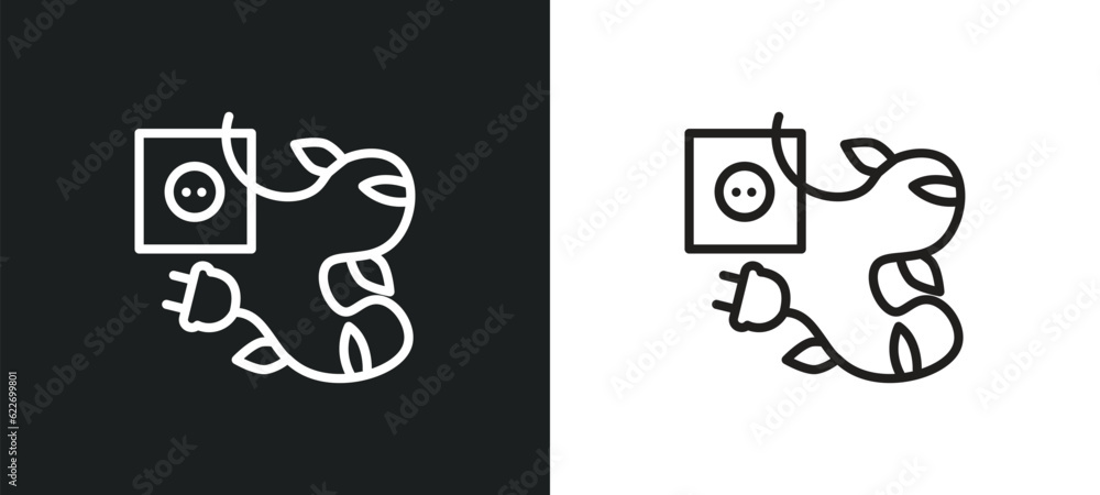 Aufkleber eco socket outline icon in white and black colors. eco socket flat vector icon from nature collectio