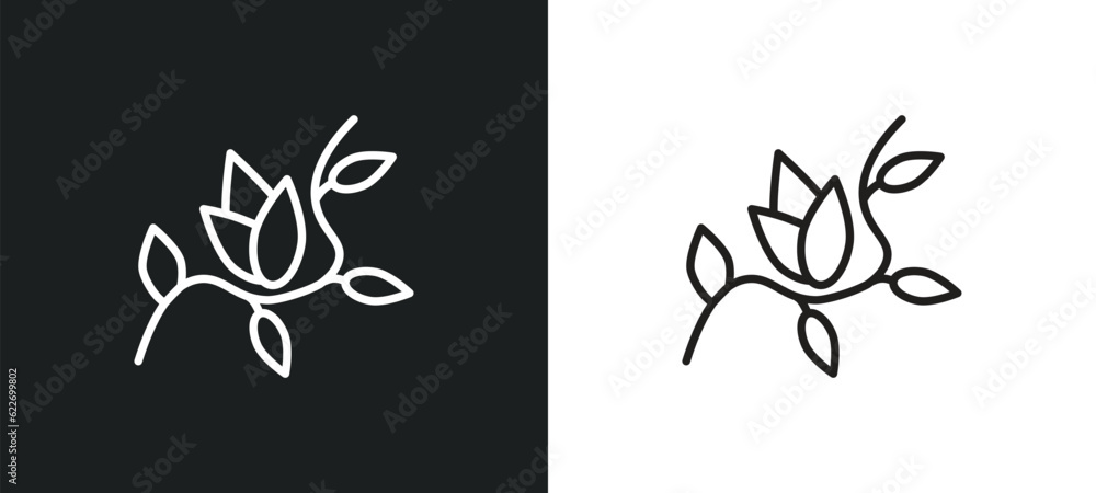 Poster freesia outline icon in white and black colors. freesia flat vector icon from nature collection for 