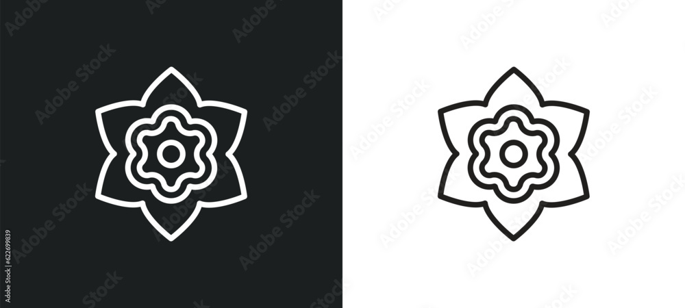 Poster daffodil outline icon in white and black colors. daffodil flat vector icon from nature collection fo