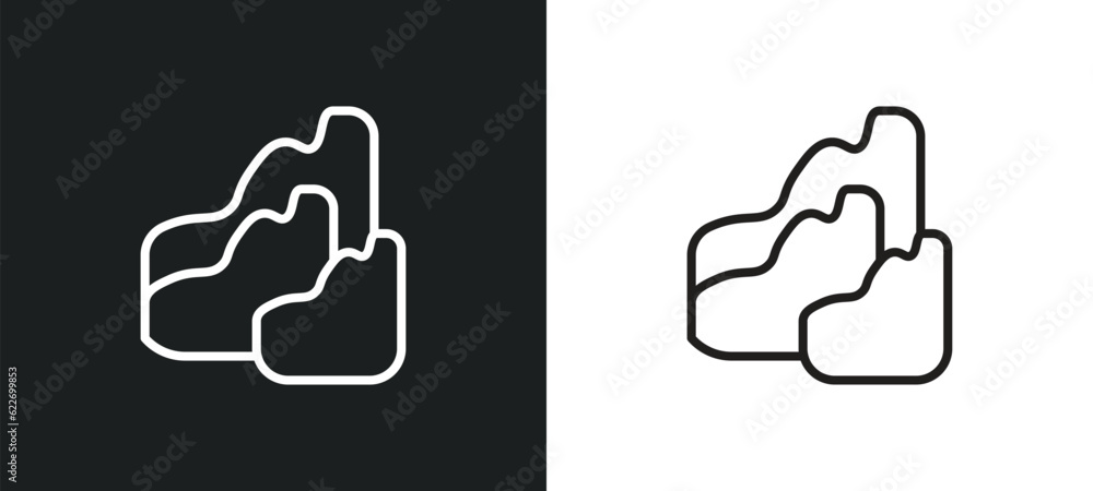 Poster cliff outline icon in white and black colors. cliff flat vector icon from nature collection for web,