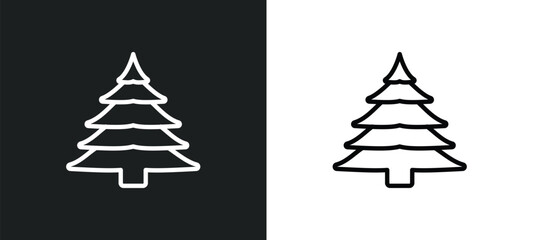 balsam fir tree outline icon in white and black colors. balsam fir tree flat vector icon from nature collection for web, mobile apps and ui. - obrazy, fototapety, plakaty