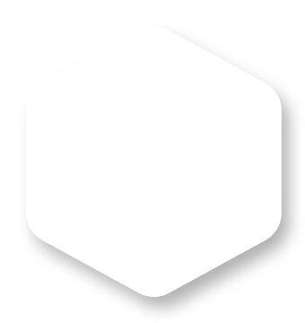 Neumorphic hexagon shape, rounded transparent button, Minimal button with light and shadows.
