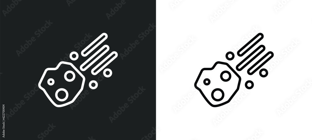 Poster asteroids outline icon in white and black colors. asteroids flat vector icon from nature collection 