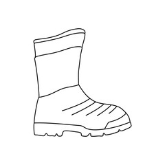 Doodle rubber boots isolated on a white background. Hand drawn,