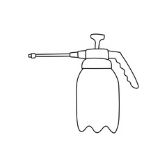  spray bottle for the garden on a white background. For agriculture and watering plants and vegetables. Flat design objects without fill. Vector and stock illustration.