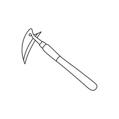 A hand drawn doodle icon of garden scythe vector