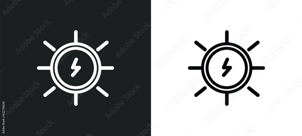 Poster eco energy source outline icon in white and black colors. eco energy source flat vector icon from na