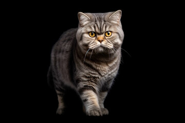 Fototapeta na wymiar British gray cat on a black background.