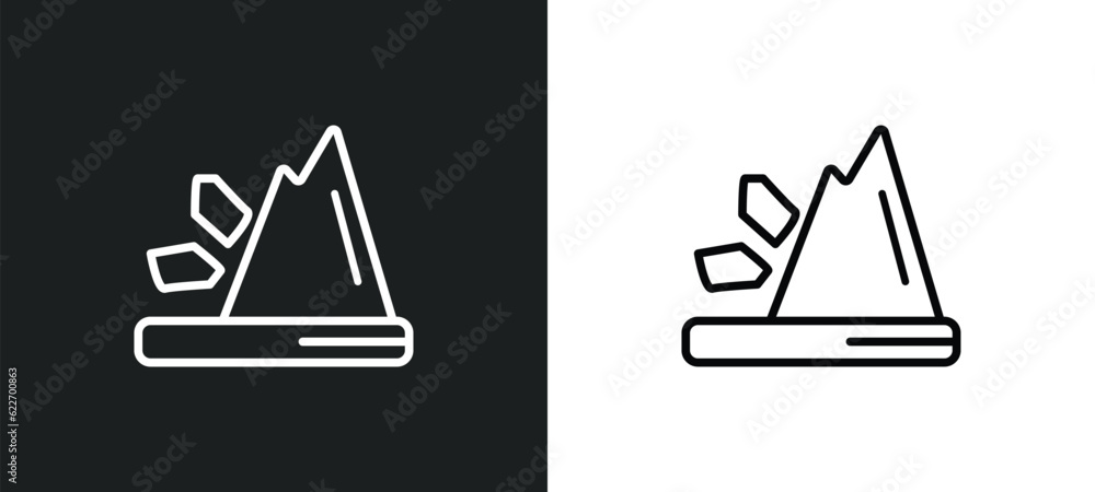 Poster falling debris outline icon in white and black colors. falling debris flat vector icon from nature c