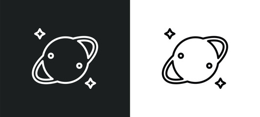 saturn with his ring outline icon in white and black colors. saturn with his ring flat vector icon from nature collection for web, mobile apps and ui. © Digital Bazaar