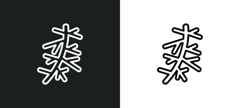 larch leaf outline icon in white and black colors. larch leaf flat vector icon from nature collection for web, mobile apps and ui.
