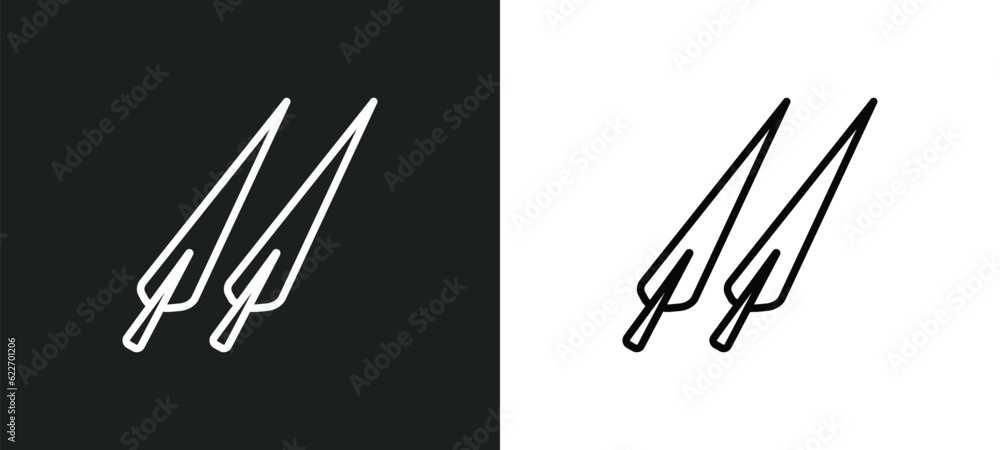 Poster subulate outline icon in white and black colors. subulate flat vector icon from nature collection fo