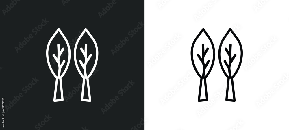 Poster lanceolate outline icon in white and black colors. lanceolate flat vector icon from nature collectio