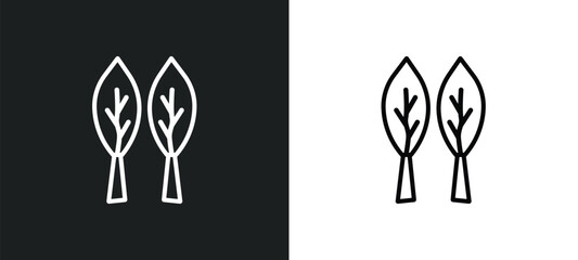 lanceolate outline icon in white and black colors. lanceolate flat vector icon from nature collection for web, mobile apps and ui.