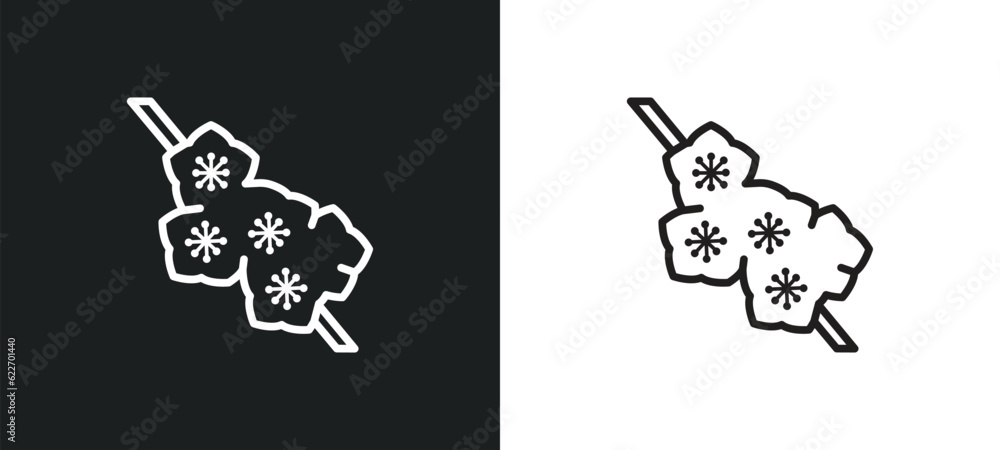 Poster sakura outline icon in white and black colors. sakura flat vector icon from nature collection for we