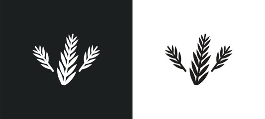 Fototapeta na wymiar rosemary outline icon in white and black colors. rosemary flat vector icon from nature collection for web, mobile apps and ui.