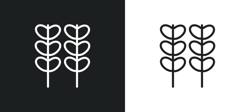 pinnate outline icon in white and black colors. pinnate flat vector icon from nature collection for web, mobile apps and ui.
