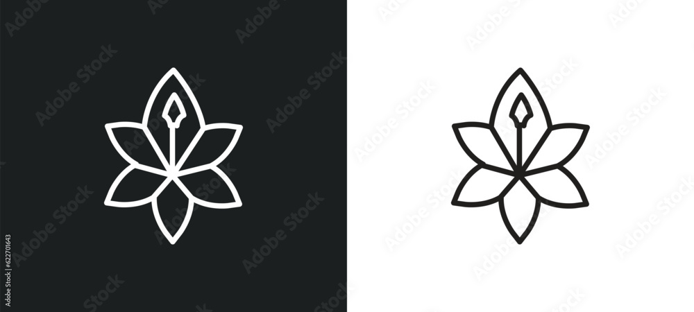 Poster lily outline icon in white and black colors. lily flat vector icon from nature collection for web, m