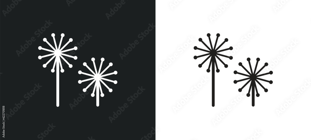 Poster dandelion outline icon in white and black colors. dandelion flat vector icon from nature collection 