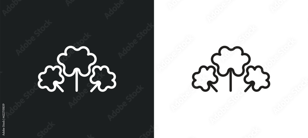 Poster clover outline icon in white and black colors. clover flat vector icon from nature collection for we