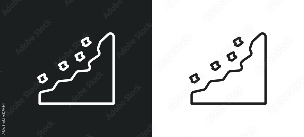Poster cliff outline icon in white and black colors. cliff flat vector icon from nature collection for web,