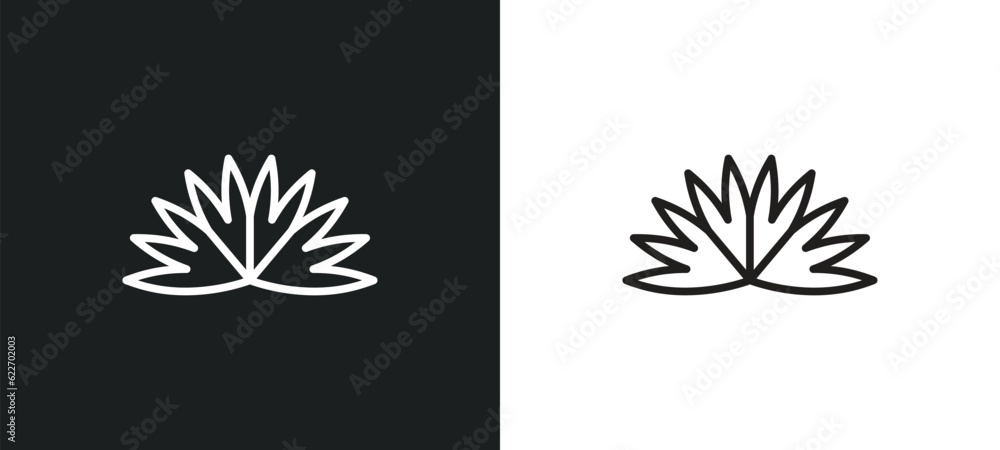 Poster acicular outline icon in white and black colors. acicular flat vector icon from nature collection fo