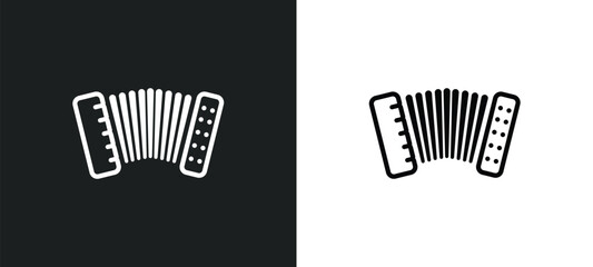 accordion outline icon in white and black colors. accordion flat vector icon from music collection for web, mobile apps and ui. - obrazy, fototapety, plakaty