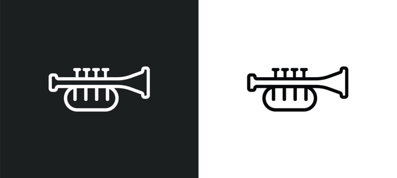 cornet outline icon in white and black colors. cornet flat vector icon from music collection for web, mobile apps and ui.