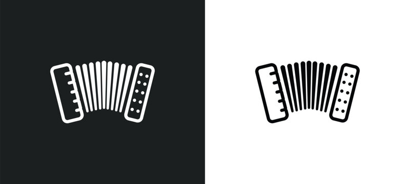 accordion outline icon in white and black colors. accordion flat vector icon from music collection for web, mobile apps and ui.