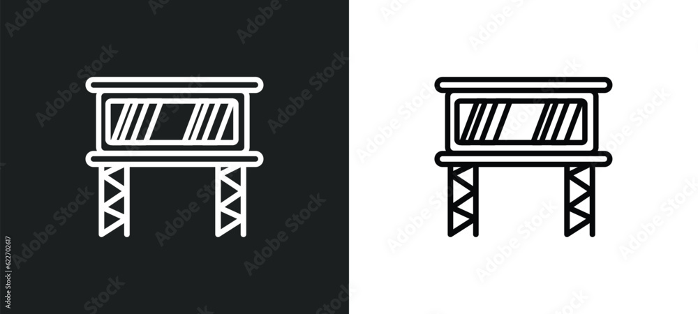 Poster big screen outline icon in white and black colors. big screen flat vector icon from music and multim