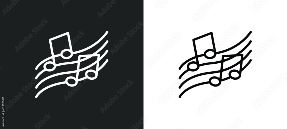 Poster harmony outline icon in white and black colors. harmony flat vector icon from music collection for w