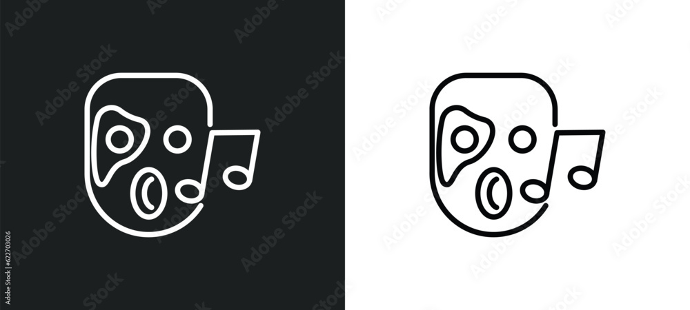 Poster phantom outline icon in white and black colors. phantom flat vector icon from music collection for w