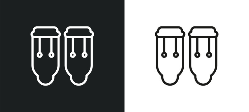 conga outline icon in white and black colors. conga flat vector icon from music collection for web, mobile apps and ui.