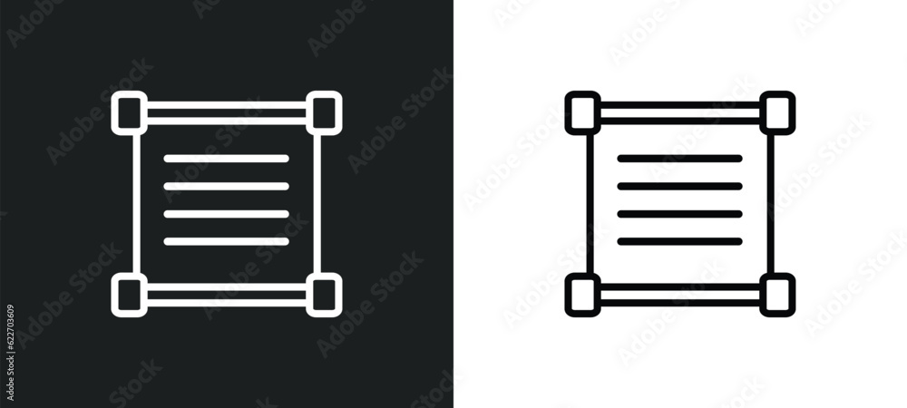 Poster paper scroll outline icon in white and black colors. paper scroll flat vector icon from museum colle