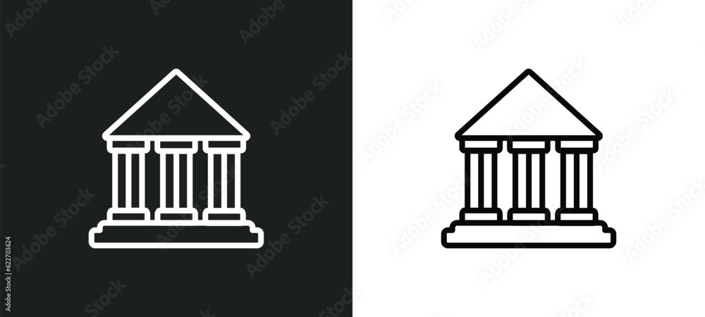 Poster antic architecture outline icon in white and black colors. antic architecture flat vector icon from 