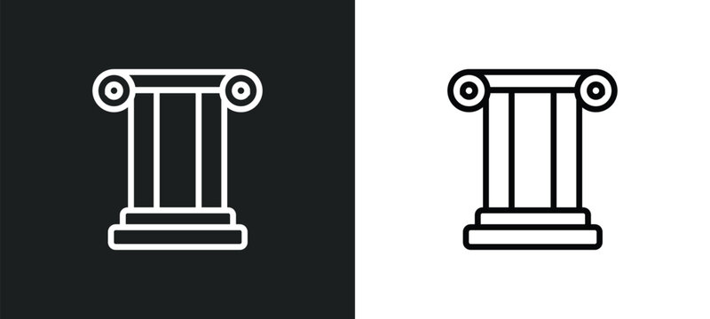 antique column outline icon in white and black colors. antique column flat vector icon from museum collection for web, mobile apps and ui.