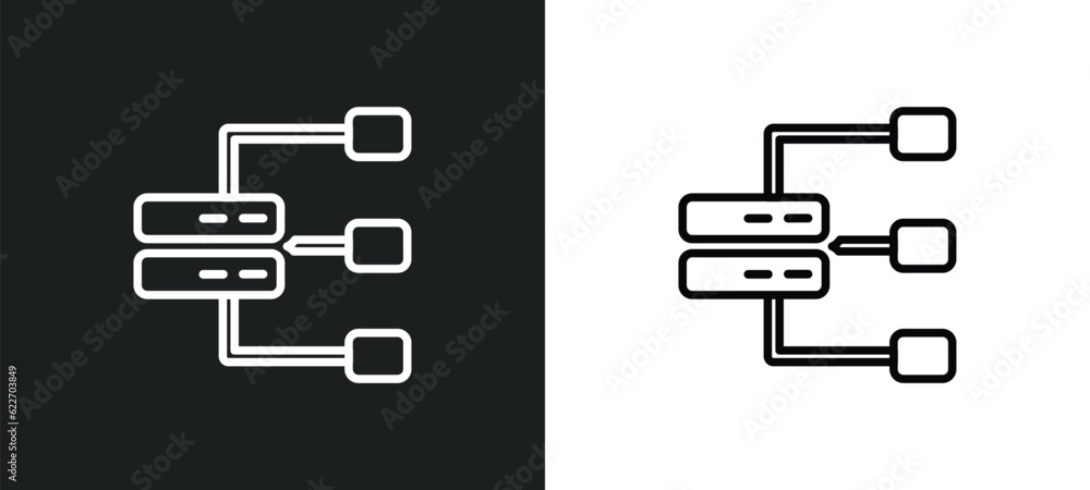 Poster data flow outline icon in white and black colors. data flow flat vector icon from multimedia collect