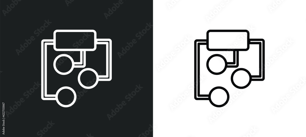 Poster data flow chart outline icon in white and black colors. data flow chart flat vector icon from multim